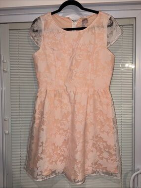 Myan Light Peach White Lace Floral Dress Size Large